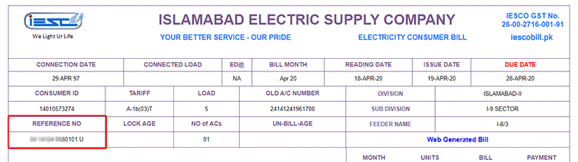 IESCO Bill Check Ref